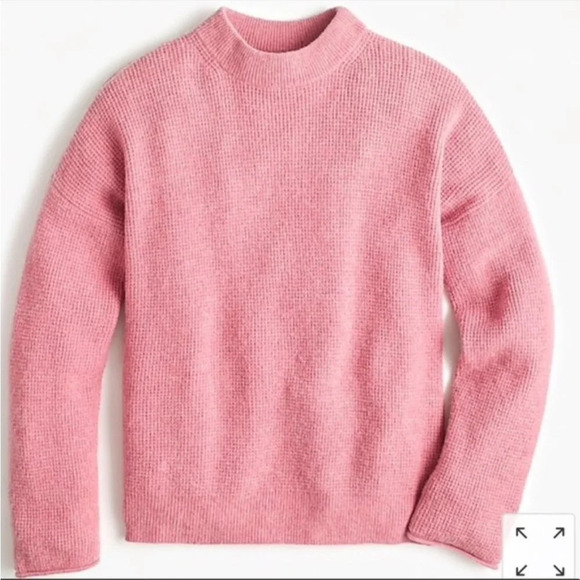 J Crew Point Sur Mock neck Merino Alpaca Wool Button Back Sweater Pink Size L - Picture 2 of 6